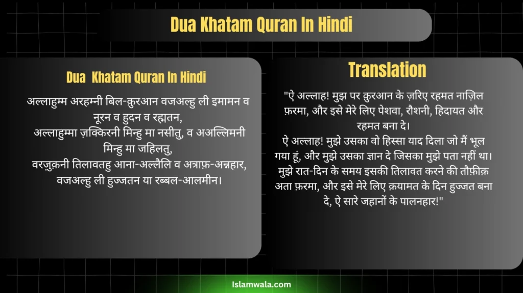 Dua Khatam Quran In Hindi