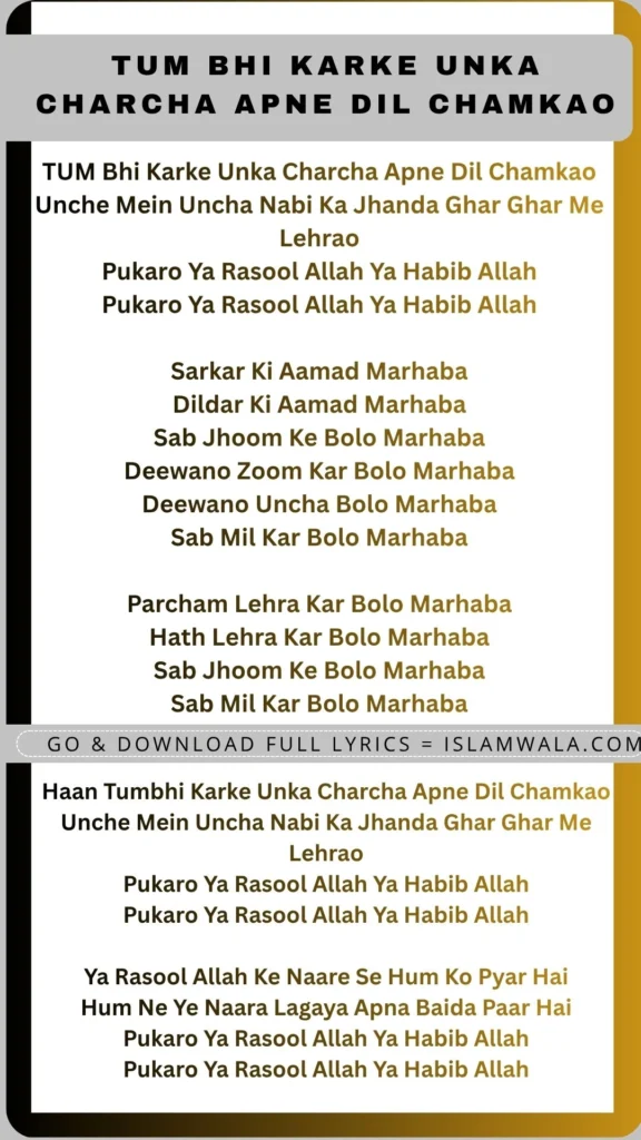 Tum Bhi Karke Unka Charcha Lyrics In English